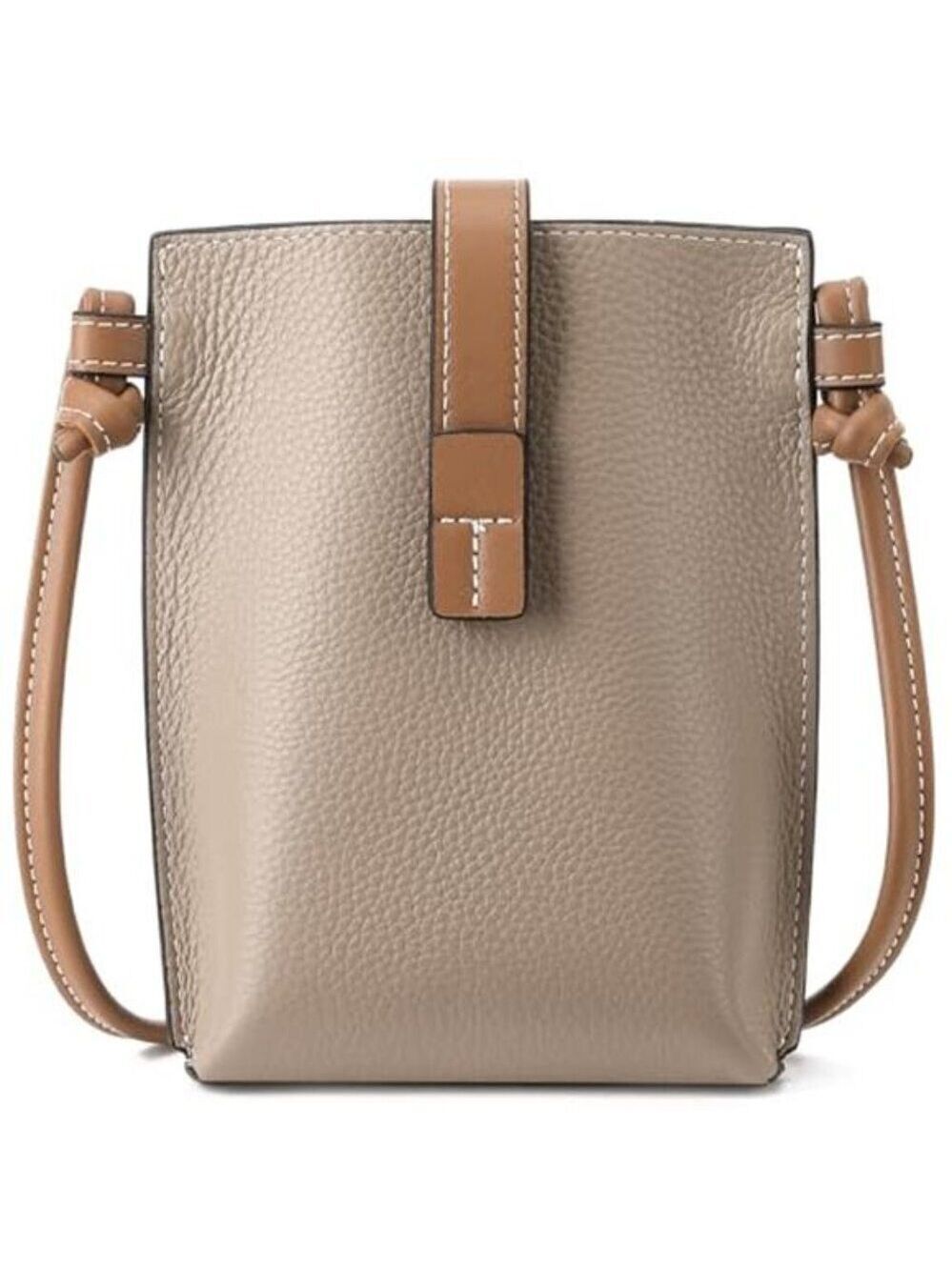 Pink & Brown Leather Small Crossbody Bags Phone Purse Minimalism Travel Bag